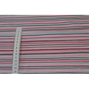 �kotex bomulds jersey Stribet Sort, hvid, r�d, gr�, rosa
