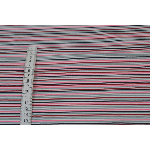 �kotex bomulds jersey Stribet Sort, hvid, r�d, gr�, rosa