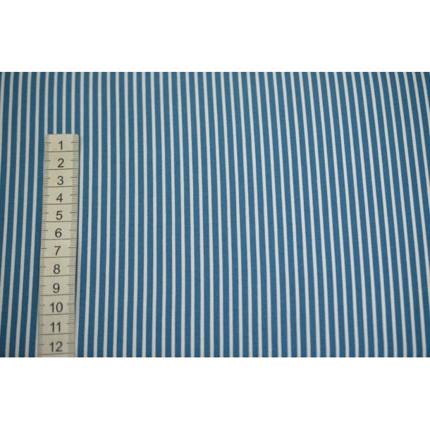 Poplin Bomuld Stribe Blue