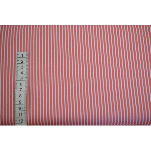 Poplin Bomuld Stripe Coral