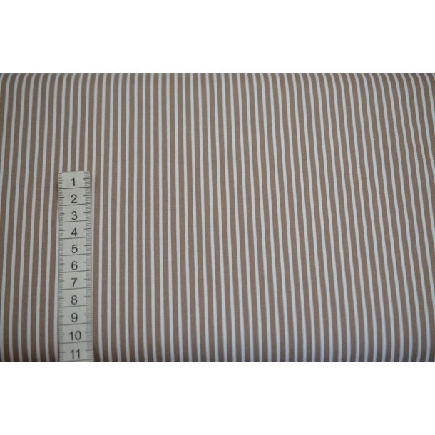 Poplin Bomuld Stripe Taupe