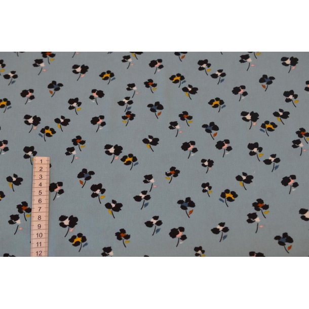 Bl�d polyester Aqua m/blomster