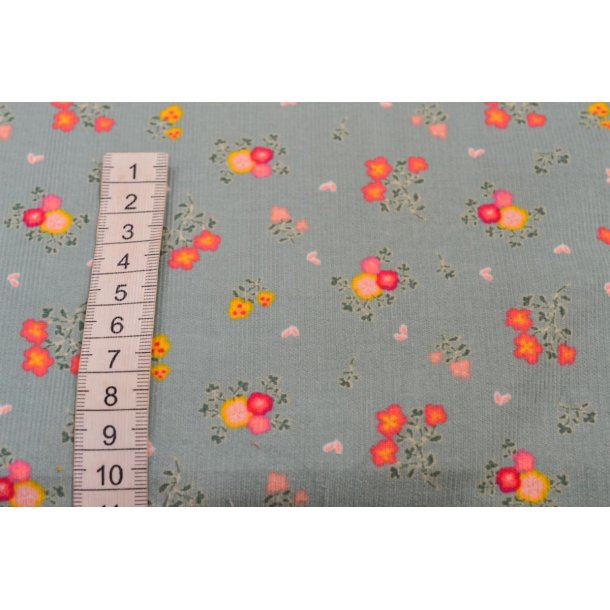 �kotex bomulds fl�jl Sartgr�n m/blomster