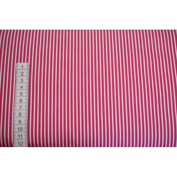 Poplin Bomuld Stripe Cerise