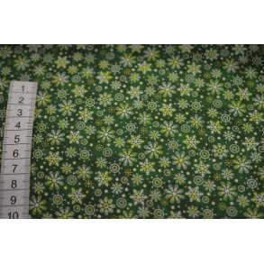 Patchworkstof Gr�nlig m/sm� snefnugblomster