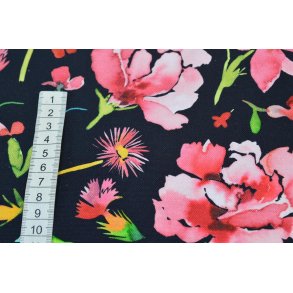 Canvas Sort m/blomster