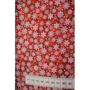 Patchworkstof R�dlig m/sm� snefnugblomster