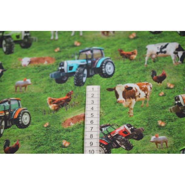 �kotex bomulds jersey m/Husdyr og traktor