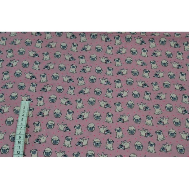 Poplin/bomuld Rosa m/Mops