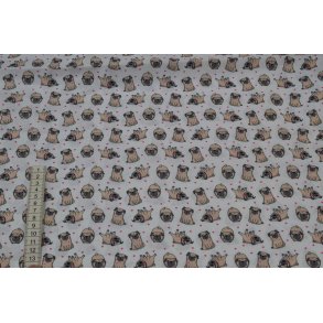 Bomuld/poplin Hvid m/Mops