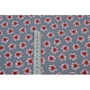 Polyester Gr� m/blomster