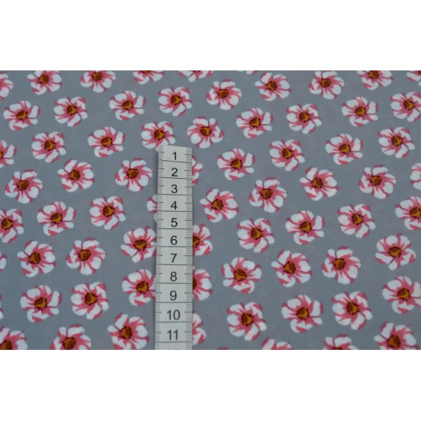 Polyester Gr� m/blomster