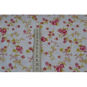 Double gauze Hvid m/sm� blomster