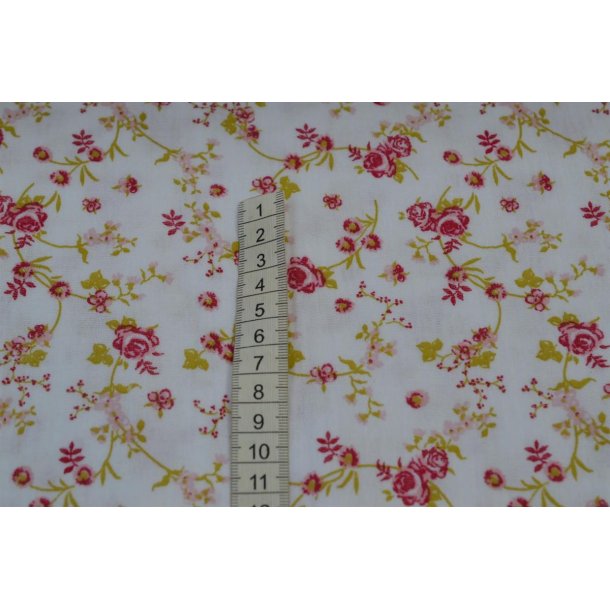 Double gauze Hvid m/sm� blomster