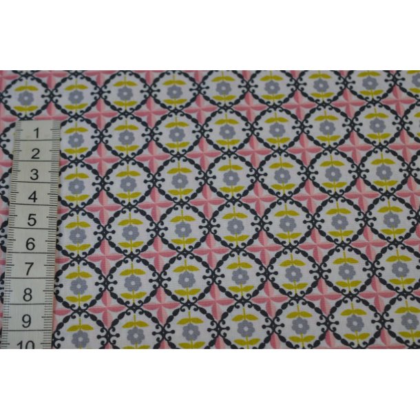 Poplin Rosa m/sm� blomster