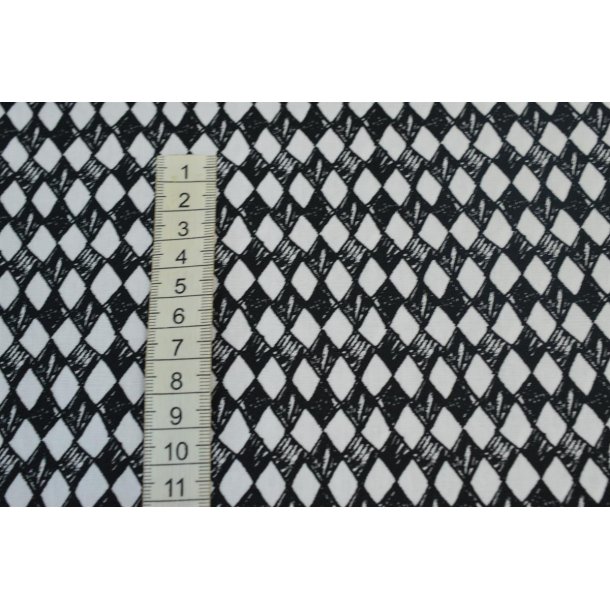 Bomuld/poplin sort/hvid m/print