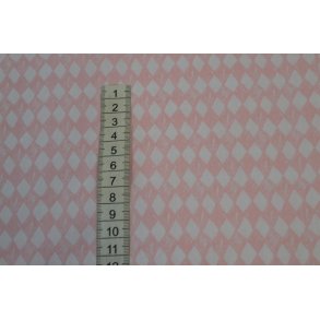 Bomuld/poplin Lyser�d/hvid m/print