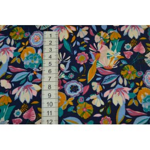Viscose jersey  Marine m/blomster