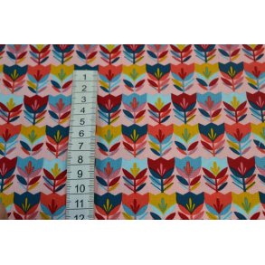 Bomuld/poplin Blomster p� stribe