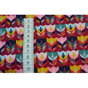 Bomuld/poplin Blomster p� stribe