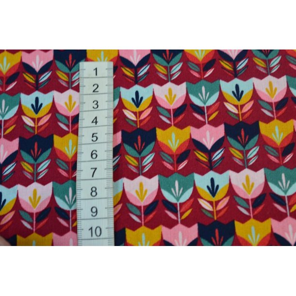 Bomuld/poplin Blomster p� stribe