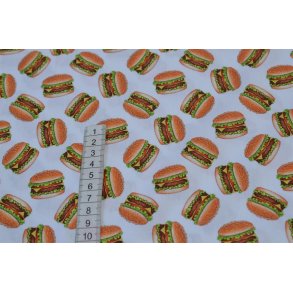 �kotex Bomuld Poplin m/ Hamburger Hvid bund