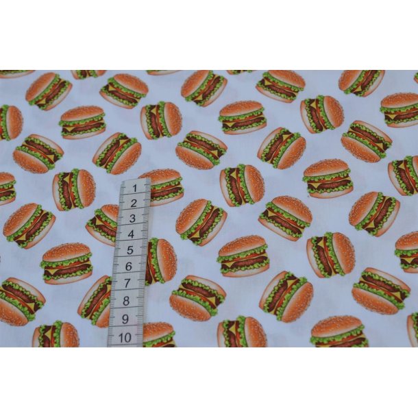 �kotex Bomuld Poplin m/ Hamburger Hvid bund