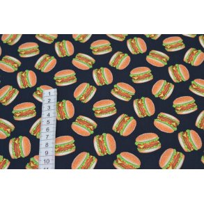�kotex Bomuld Poplin m/Hamburger Sort bund
