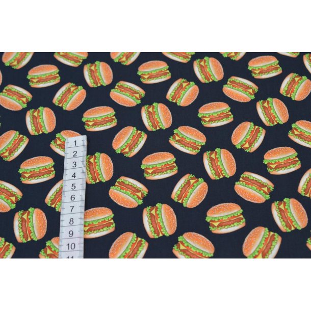 �kotex Bomuld Poplin m/Hamburger Sort bund