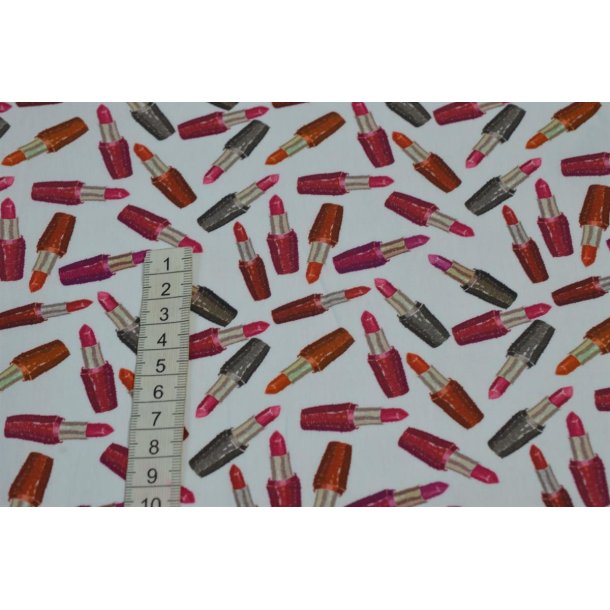 �kotex Bomuld Poplin m/L�bestifter Hvid bund