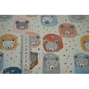 �kotex bomulds jersey R�hvid m/bamsehoveder