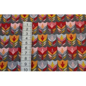 Bomuld/poplin Blomster p� stribe