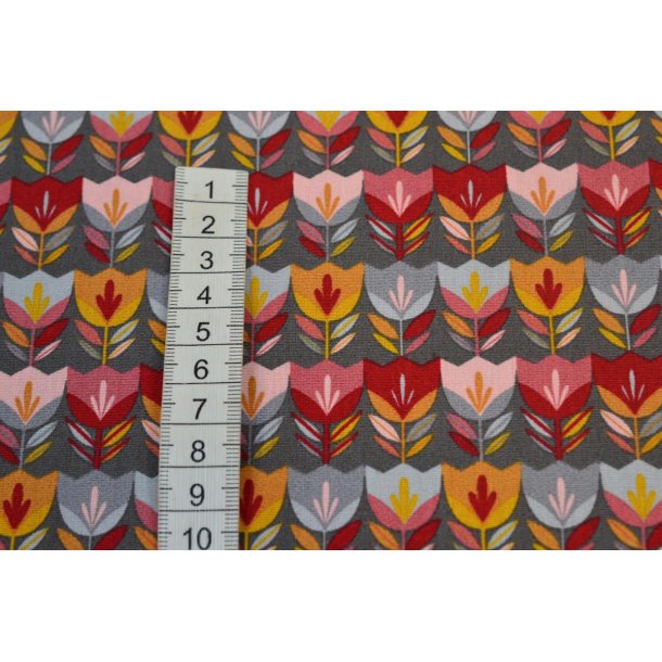 Bomuld/poplin Blomster p� stribe