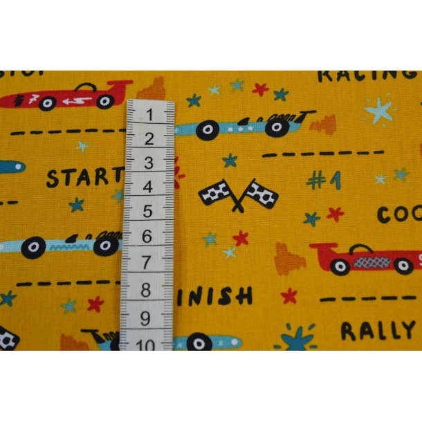 Bomuld/poplin Karry m/racebiler