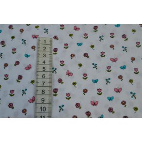 Bomuld/poplin Lysgr� m/sm� blomster