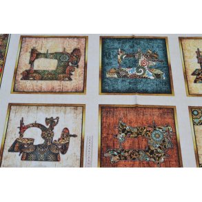 Patchwork m/firkanter Symaskine R�hvid bund