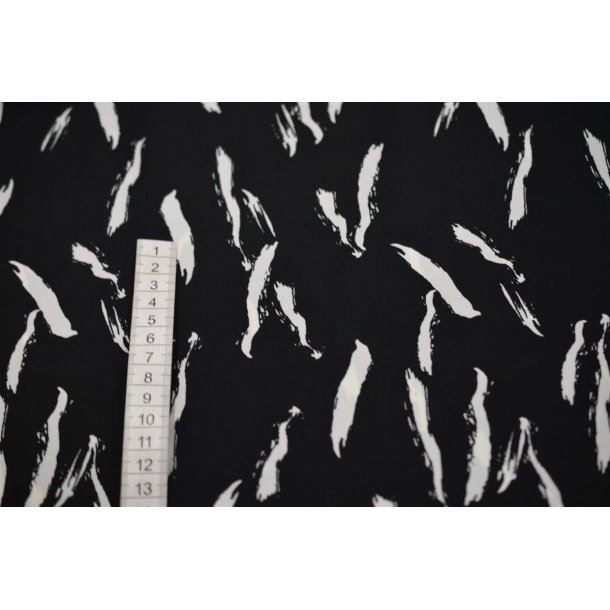 Polyester Sort m/hvid m�nster