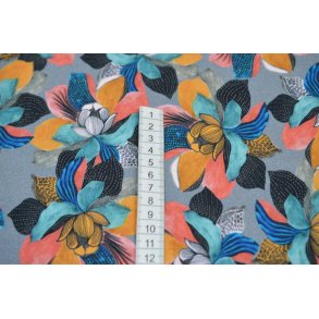 Viscose jersey Lysgr� m/blomster