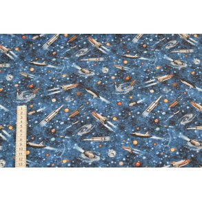 Bomuld/poplin m/Planet himmel