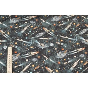 Bomuld/poplin m/Planet himmel