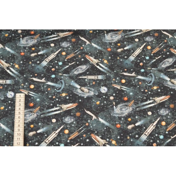 Bomuld/poplin m/Planet himmel