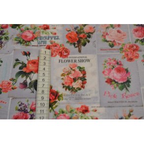 Halv panama Gr�lig m/Roser