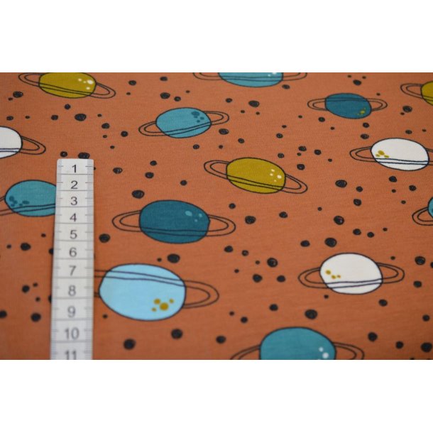 Gots bomulds jersey m/Planeter