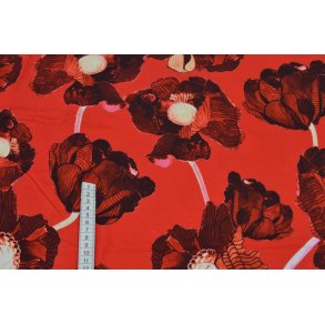 Viscose Jersey m.Blomster R�d/Sort