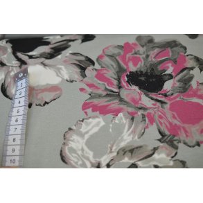 Viscose jersey Gr� m/blomster