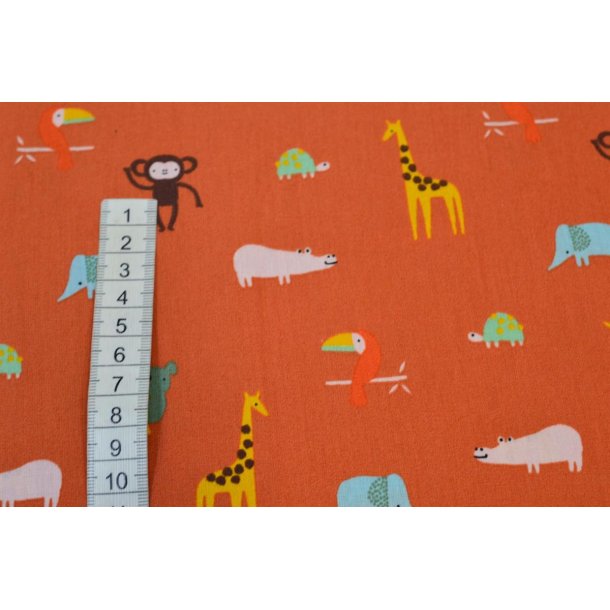 Bomuld/poplin m/ vilde dyr