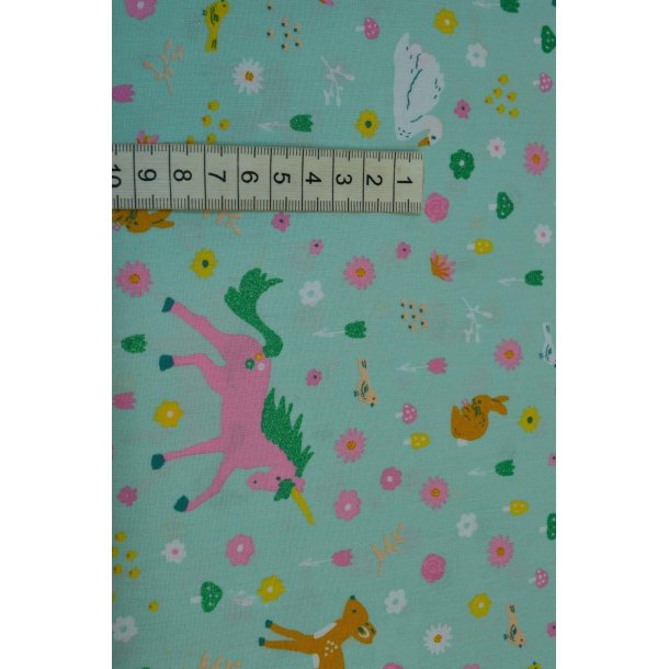 Bomuld/poplin Mint m/motiver