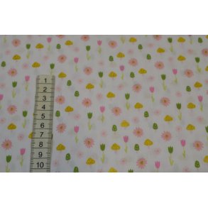 Bomuld/poplin  m/blomster og glimmer