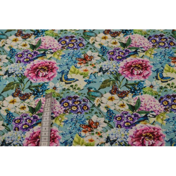 �kotex viscose jersey m/blomster og fugle