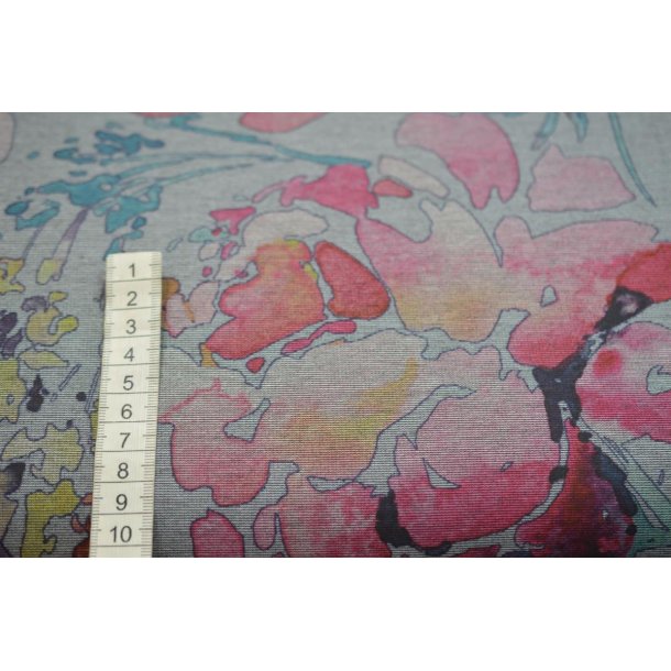 Polyester/viscose jersey m/print